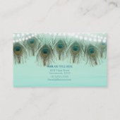 Peacock Feathers & String Lights Rustic Elegant Visitekaartje (Achterkant)