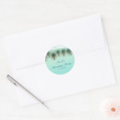 Peacock Feathers & String Lights Rustic Party Ronde Sticker (Envelop)