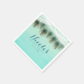 Peacock Feathers & String Lights Rustic Party Servetten (Hoek)