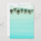 Peacock Feathers & String Lights Rustige Uitnodigi Kaart (Achterkant)