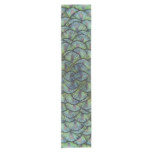 Peacock Feathers Table Runner Korte Tafelloper (Voorkant)