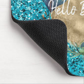 Peacock Feathers Turquoise Blue Glitter Muismat (Hoek)