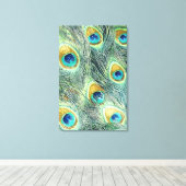 PEACOCK FEATHERS verpakte canvas Print (Insitu (Houten vloer))