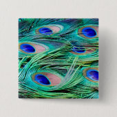 Peacock Feathers Vierkante Button 5,1 Cm (Voorkant)