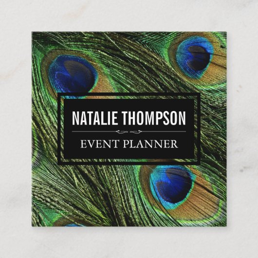 Peacock Feathers Vierkante Visitekaartje (Voorkant)