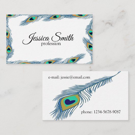 Peacock Feathers Visitekaartje (Voorkant / Achterkant)