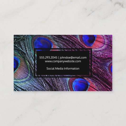 Peacock Feathers Visitekaartje (Achterkant)