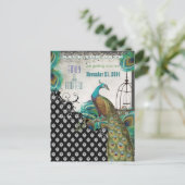 Peacock Feathers Vogelkooi Save the Date Aankondigingskaart (Staand voorkant)