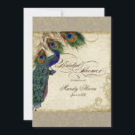 Peacock & Feathers Vrijgezellenfeest Invite Taupe  Kaart<br><div class="desc">PAPIERSELECTIE: Dit is te zien op basispapier, een andere geweldige keuze zou zijn "metallisch ijs", een schoon wit, gepeld grijs oppervlak. Het zou ook mooi zijn op "Champagne Metallic" linen, vilt of een van de andere keuzes. COLOR PALETTE: taupe, aqua blue, tan, rokerblauw, groen en roest. ONTWERP: Dit antiek ,...</div>