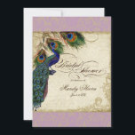 Peacock & Feathers Vrijgezellenfeest Nodig Lavende Kaart<br><div class="desc">PAPIERSELECTIE: Dit wordt getoond op "basispapier", een andere geweldige keuze zou zijn "metaalijs" dat een schoon wit, gepareliseerd glanzend oppervlak is. Het zou ook mooi zijn op "Champagne Metallic" linnen, vilt of een van de andere keuzes. KLEURENPALET: pruimlavendel, tan, crème koningsblauw, groen en roest. DESIGN: Dit antiek geïnspireerde bruiloft collectie...</div>
