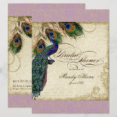 Peacock & Feathers Vrijgezellenfeest Nodig Lavende Kaart (Voorkant / Achterkant)