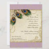 Peacock & Feathers Vrijgezellenfeest Nodig Lavende Kaart (Achterkant)