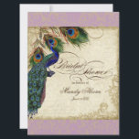 Peacock & Feathers Vrijgezellenfeest Nodig Lavende Kaart<br><div class="desc">PAPIERSELECTIE: Dit wordt getoond op "basispapier", een andere geweldige keuze zou zijn "metaalijs" dat een schoon wit, gepareliseerd glanzend oppervlak is. Het zou ook mooi zijn op "Champagne Metallic" linnen, vilt of een van de andere keuzes. KLEURENPALET: pruimlavendel, tan, crème koningsblauw, groen en roest. DESIGN: Dit antiek geïnspireerde bruiloft collectie...</div>