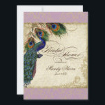 Peacock & Feathers Vrijgezellenfeest Nodig Lavende Kaart<br><div class="desc">PAPIERSELECTIE: Dit wordt getoond op "basispapier", een andere geweldige keuze zou zijn "metaalijs" dat een schoon wit, gepareliseerd glanzend oppervlak is. Het zou ook mooi zijn op "Champagne Metallic" linnen, vilt of een van de andere keuzes. KLEURENPALET: pruimlavendel, tan, crème koningsblauw, groen en roest. DESIGN: Dit antiek geïnspireerde bruiloft collectie...</div>