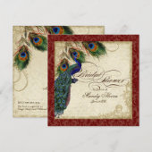 Peacock & Feathers Vrijgezellenfeest nodigen Bourg Kaart (Voorkant / Achterkant)