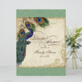 Peacock & Feathers Vrijgezellenfeest nodigt Groen  Kaart (Staand voorkant)