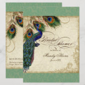 Peacock & Feathers Vrijgezellenfeest nodigt Groen  Kaart (Voorkant / Achterkant)