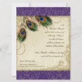 Peacock & Feathers Vrijgezellenfeest nodigt Paars  Kaart (Achterkant)