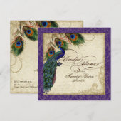 Peacock & Feathers Vrijgezellenfeest nodigt Paars  Kaart (Voorkant / Achterkant)