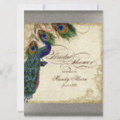 Peacock & Feathers Vrijgezellenfeest Silver Metall Kaart (Voorkant)