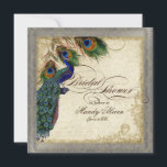 Peacock & Feathers Vrijgezellenfeest Silver Metall Kaart<br><div class="desc">OPMERKING: in dit ontwerp worden geen echte "metalen" inkten gebruikt, het zilvermetallische uiterlijk is grafisch geproduceerd en ziet er echt uit. PAPIERSELECTIE: Dit wordt getoond op basispapier, een andere geweldige keuze zou zijn "metallisch ijs", een schoon wit, parelachtig onderzees oppervlak. Het zou ook mooi zijn op "Champagne Metallic" linen, vilt...</div>