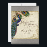 Peacock & Feathers Vrijgezellenfeest Silver Metall Kaart<br><div class="desc">PAPIERSELECTIE: Dit is te zien op "basispapier", een andere geweldige keuze zou zijn "metallisch ijs", een schoon wit, parelachtig onderzees oppervlak. Het zou ook mooi zijn op "Champagne Metallic" linen, vilt of een van de andere keuzes. KLEUR PALETTE: zilver metallisch, kleurig, rokerblauw, groen en roest. DESIGN: Dit antiek , geïnspireerde...</div>
