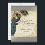Peacock & Feathers Vrijgezellenfeest Silver Metall Kaart<br><div class="desc">PAPIERSELECTIE: Dit is te zien op "basispapier", een andere geweldige keuze zou zijn "metallisch ijs", een schoon wit, parelachtig onderzees oppervlak. Het zou ook mooi zijn op "Champagne Metallic" linen, vilt of een van de andere keuzes. KLEUR PALETTE: zilver metallisch, kleurig, rokerblauw, groen en roest. DESIGN: Dit antiek , geïnspireerde...</div>