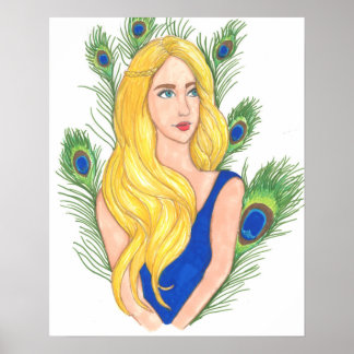 Peacock Feathers Wall Art Poster (16 x 20 inch)
