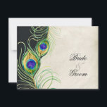 Peacock Feathers Waterverf Black Tan Damask RSVP<br><div class="desc">"Peacock Feathers Waterverf Black Tan Damask RSVP."  Een elegante RSVP reactiekaart om met de reeks van de trouwuitnodiging te coördineren.  De handgeschilderde waterverf vredestroekveren werden gemaakt door de internationaal erkende en erkende kunstenaar Audrey Jeanne Roberts,  copyright.</div>