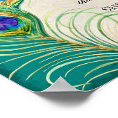 Peacock Feathers Weddenschap Fotografie Booth Sign Poster (Hoek)