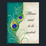 Peacock Feathers Weddenschap Fotografie Booth Sign Poster<br><div class="desc">OPMERKING: dit teken is ontworpen om te worden omhuld in een lijst met paling om op een receptietabel te staan, of u kunt het lamineren om het kernbord te schuimen en een kartonnen doos te gebruiken om het te maken. COLOR PALETTE: blauwgroen blauw groen, koninklijk blauw, paars goud, room en...</div>