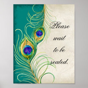 Peacock Feathers Weddenschap Fotografie Booth Sign Poster