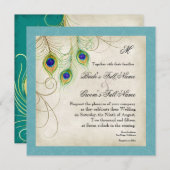 Peacock Feathers Weddenschap Kaart (Voorkant / Achterkant)