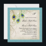 Peacock Feathers Weddenschap Kaart<br><div class="desc">Dit is een eigentijdse,  verfijnde uitnodiging. Met gestileerde,  handgekleurde Peacock veren,  op een handgeschilderde kant en perkament achtergrond met uw keuze van achtergrond rand kleur,  hier weergegeven in pauw blauwgroen blauw. U KUNT OOK GENIETEN VAN:</div>