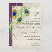 Peacock Feathers Weddenschap Kaart (Voorkant / Achterkant)
