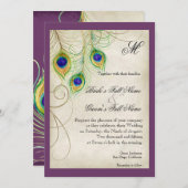 Peacock Feathers Weddenschap Kaart (Voorkant / Achterkant)