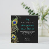 Peacock Feathers Weddenschap Kaart (Staand voorkant)