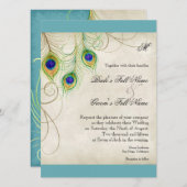 Peacock Feathers Weddenschap Kaart (Voorkant / Achterkant)