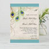 Peacock Feathers Weddenschap Kaart (Staand voorkant)