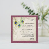 Peacock Feathers Weddenschap Kaart (Staand voorkant)