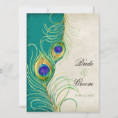 Peacock Feathers Weddenschap Kaart (Achterkant)