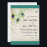 Peacock Feathers Weddenschap Kaart<br><div class="desc">Dit is een moderne,  geavanceerde uitnodiging. Met gestileerde,  met de hand waterkleurige Peacock-veren,  op een handbeschilderde kant en op een parkachtergrond met uw keuze uit achtergrondkleur,  hier in het zwart weergegeven. U KUNT OOK BIJDRAGEN AAN:</div>
