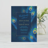 Peacock Feathers Weddenschap Kaart (Staand voorkant)