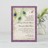 Peacock Feathers Weddenschap Kaart (Staand voorkant)