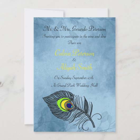 Peacock Feathers Weddenschap Kaart (Voorkant)