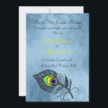 Peacock Feathers Weddenschap Kaart<br><div class="desc">Een prachtig en bijtend ontwerp met een rolpatroon met een pauw-veer accent op deze elegante trouwuitnodiging. Aanpassingsuitnodiging met whimsical peace-vether illustratie.</div>