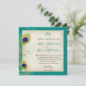 Peacock Feathers Weddenschap Kaart (Staand voorkant)