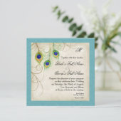 Peacock Feathers Weddenschap Kaart (Staand voorkant)