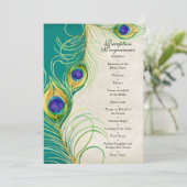 Peacock Feathers Weddenschap Kaart (Staand voorkant)