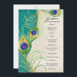 Peacock Feathers Weddenschap Kaart<br><div class="desc">DIY Bladwijzer stijl Receptie Programma. Ontworpen om in 1/2 te worden gesneden om 2 boektekens te maken en als lijstdecoratie te gebruiken. DESIGN COLLECTIE: Dit is een eigentijdse, gesofisticeerde bruiloft uitnodigingsset. Met gestileerde, handgekleurde Peacock veren, op een handgeschilderde kant en perkament achtergrond met uw keuze van achtergrond rand kleur, hier...</div>